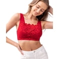 thumbnail image 1 of URBAN DAIZY Women's Seamless Front Lace Cover Removable Padded Sports Bra Wirefree Comfort Yoga Crop Tank Top Bralette Cami A08_NT6632 Ruby 2X/3X, 1 of 7