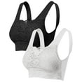 thumbnail image 1 of URBAN DAIZY Women's Seamless Front Lace Cover Removable Padded Sports Bra Wirefree Comfort Yoga Crop Tank Top Bralette Cami A08_NT6632 White/Black L/XL, 1 of 7