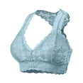 thumbnail image 1 of URBAN DAIZY Women's Seamless Lace Bra Racerback Padded Sexy Floral Mesh Bralette Crop Top Removable Pads Breathable Bustier A11_6324 Blue Grey 3XL, 1 of 7