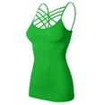 thumbnail image 1 of URBAN DAIZY Women's Seamless Triple Criss Cross Front Cami Top Lattice Strappy Tank Spaghetti Strap Camisole Undershirt A33_6660 Bright Green 1X/2X, 1 of 7