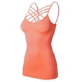 thumbnail image 1 of URBAN DAIZY Women's Seamless Triple Criss Cross Front Cami Top Lattice Strappy Tank Spaghetti Strap Camisole Undershirt A33_6660 Deep Coral 1X/2X, 1 of 7