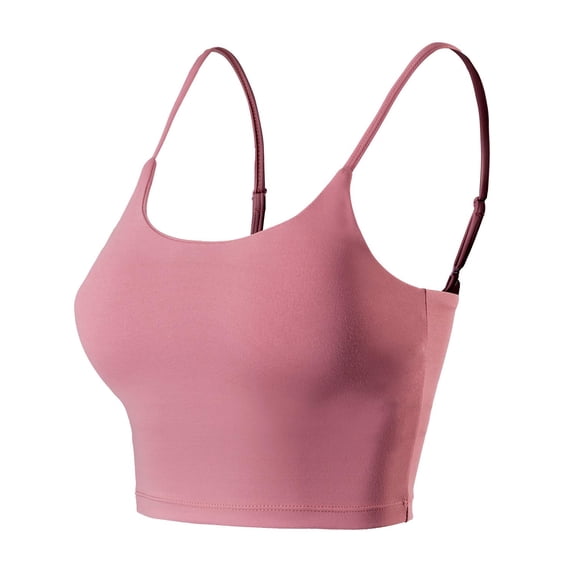 URBAN DAIZY Women's Sports Bra Seamless Padded Built-in Bra Adjustable Strap Removable Pads Workout Running Yoga Tank Top A75_19 Mauve L