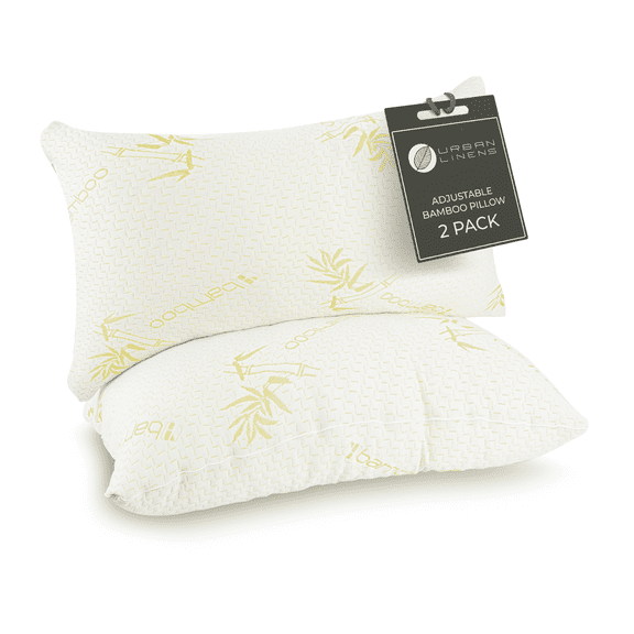 Urban Linens Adult King Size Memory Foam Pillows, Set of 2, Adjustable, Cooling, Medium Firmness