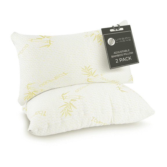 Urban Linens Adult Memory Foam Pillows, Standard Size Set of 4, Hypoallergenic, Cooling Shredded Foam, Medium Firmness