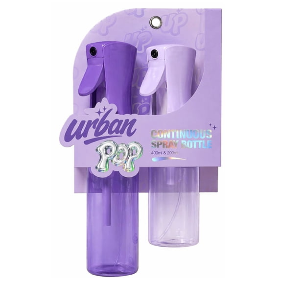 URBAN POP Continuous Spray Bottle Set, 2-Pack Fine Mist Refillable Spray Bottles