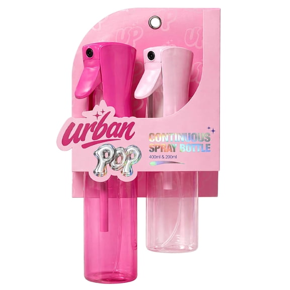 URBAN POP Continuous Spray Bottle Set, 2-Pack Fine Mist Refillable Spray Bottles