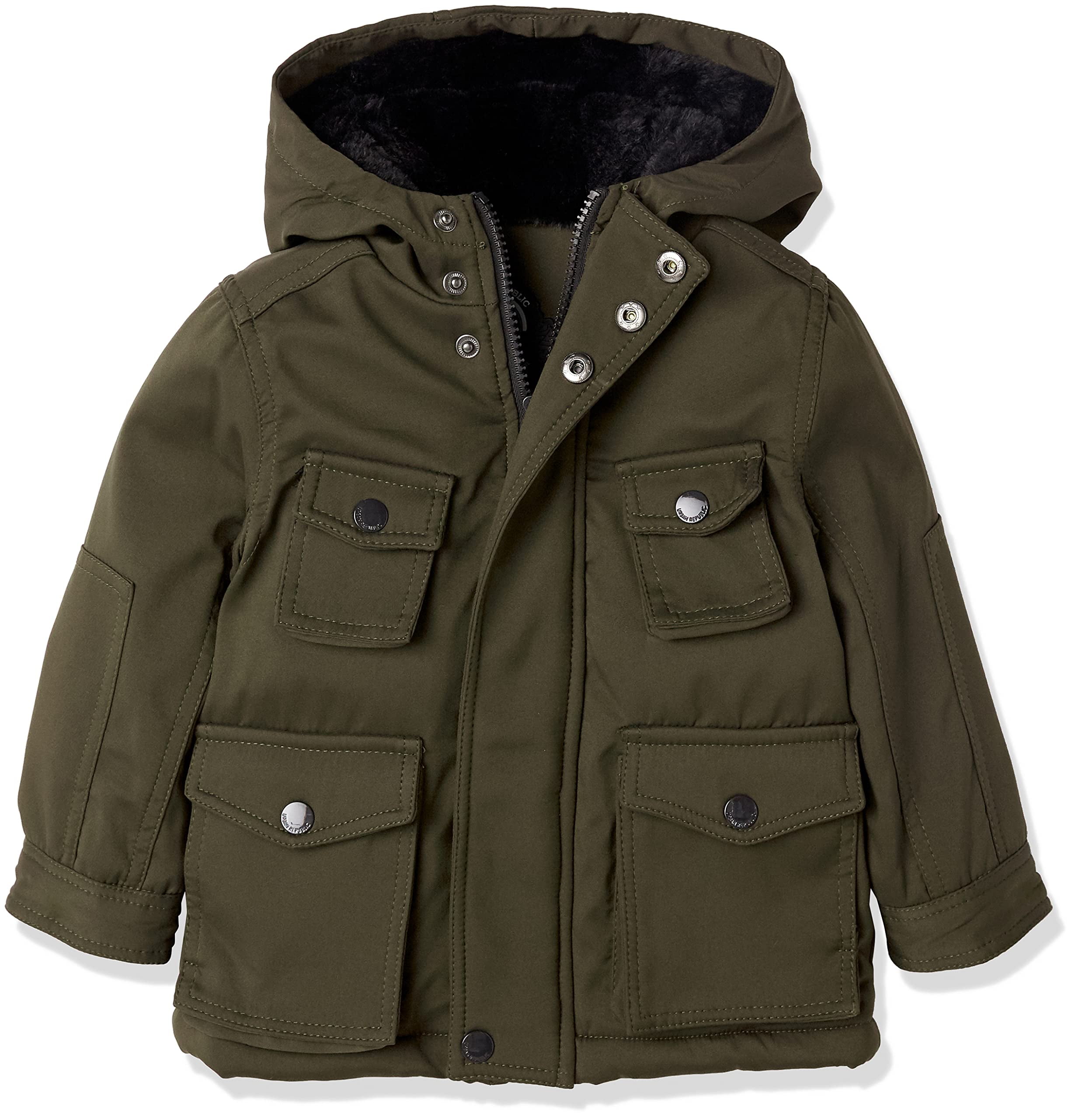 URBAN REPUBLIC Baby Boys Techno Shell Attach Hood Parka Jacket, 24M