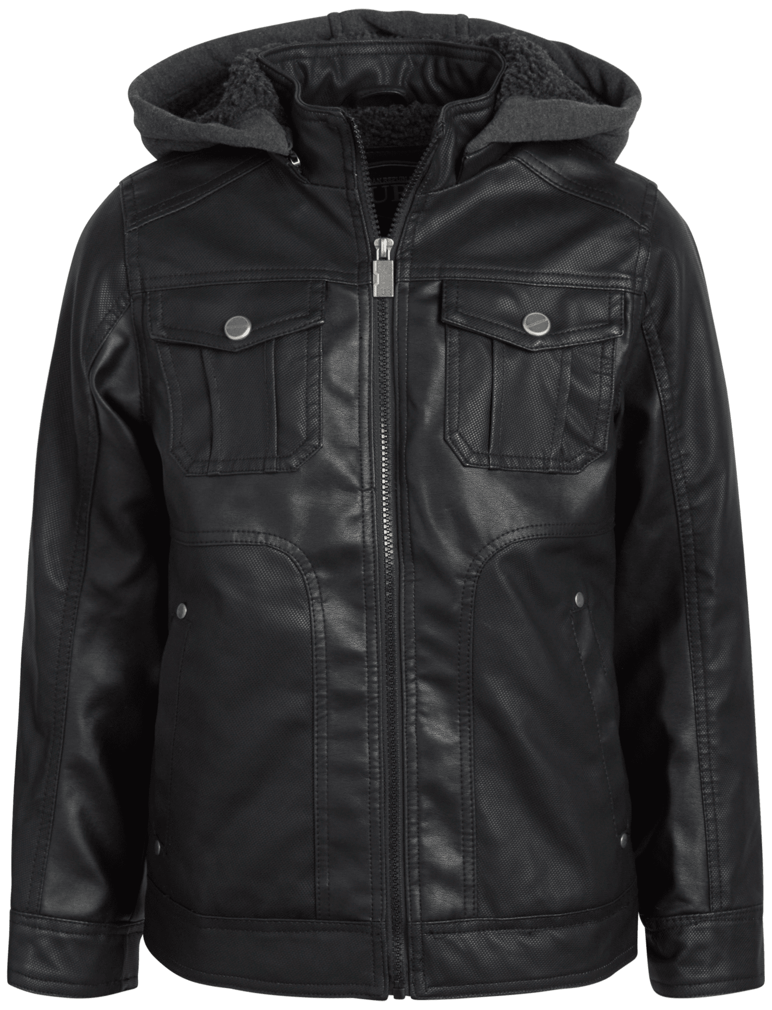 URBAN REPUBLIC Boys’ Jacket – Faux Leather Biker Jacket – Casual Sherpa Lined Moto Jacket (8-20)