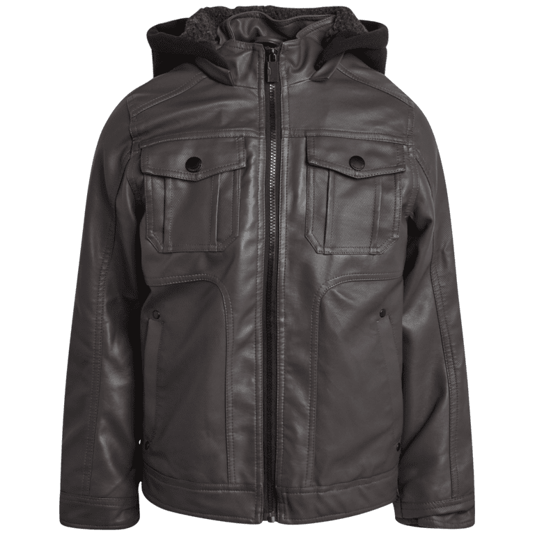 Obey leather jacket with hoodie hot sale