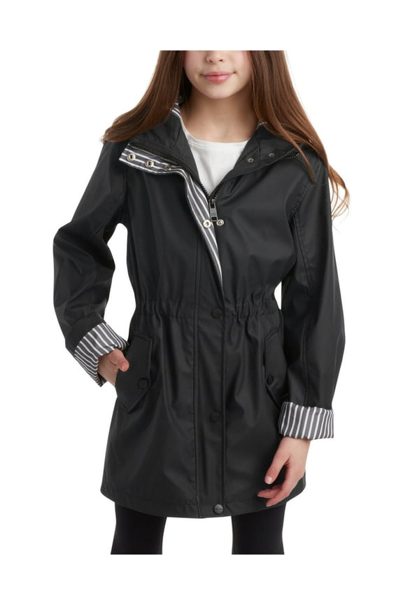Girls Rain Jacket Lightweight Slicker Shell Vinyl Anorak Windbreaker for Kids
