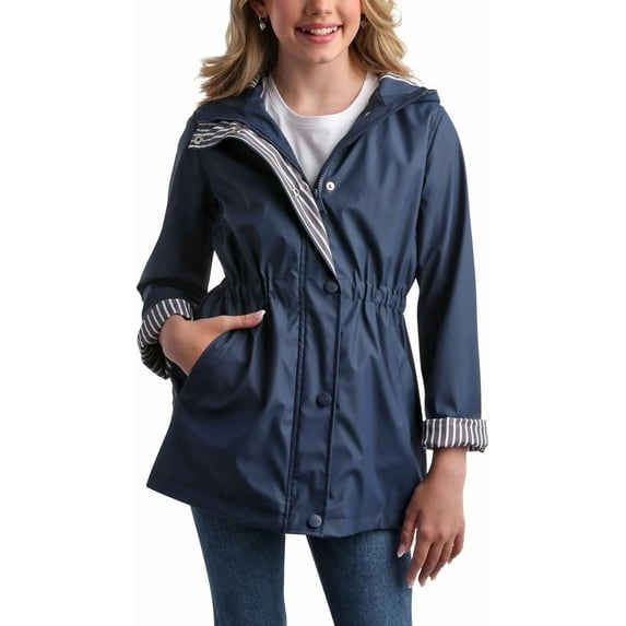 URBAN REPUBLIC Girls Rain Jacket - Lightweight Slicker Shell Water Resistant Rain Coats for Girls (7-16)