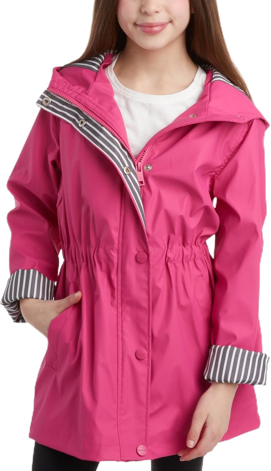 Urban Republic Girls' Waterproof Raincoat — Lightweight Windbreaker Slicker Jacket With Hood, Sizes 7-16 - View #9
