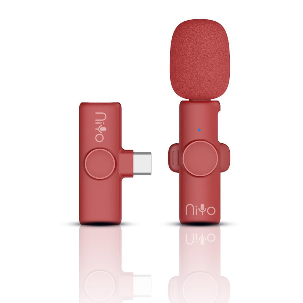 URBAN SOMBRERO NiYo USB-C Lapel Microphone: Elite Audio Quality for Content Creators, Podcasters & Tech Enthusiasts, Video Recording, Reels, Shorts, YouTube, Vlog, TikTok & More (Red)