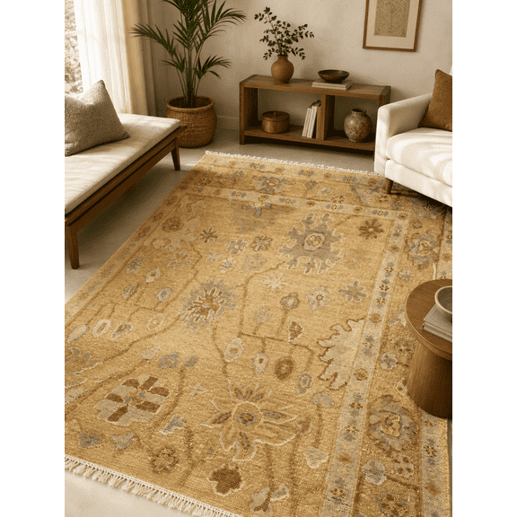 URBANCRAFT RUGS Premium Hand Knotted Newzealand Wool Area Rug Traditional Floral Medallion Indoor Use (8x13 ft)