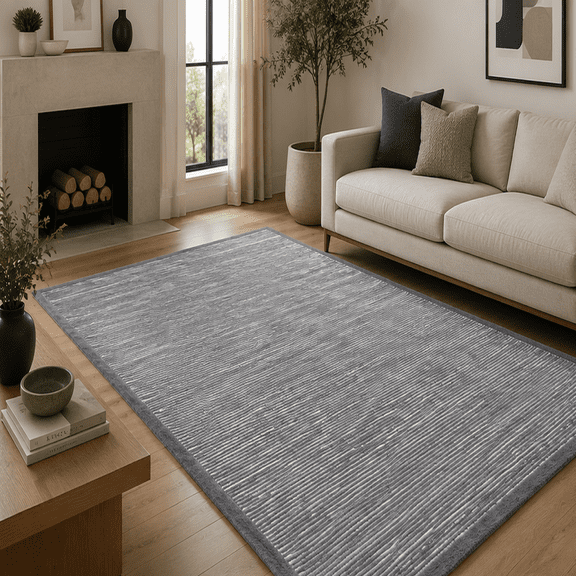 URBANCRAFT RUGS Hand Tufted Wool Loop Area Rug Solid Textured Indoor Accent Rug (Ivory Gray, 8x11 ft)