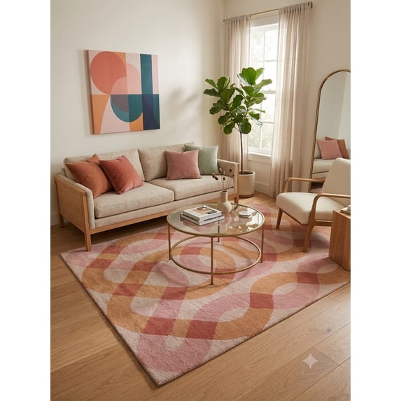 Woolly Rug URBANCRAFT Wool Hand-Tufted Area Rug, Mid-Century Modern Abstract ...