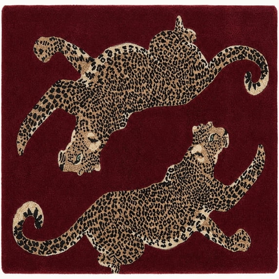URBANCRAFT Wool Hand-Tufted Area Rug, Modern Dual Leaping Leopard ...