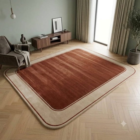 URBANCRAFT Wool Hand-Tufted Area Rug, Modern Rounded Border Frame ...