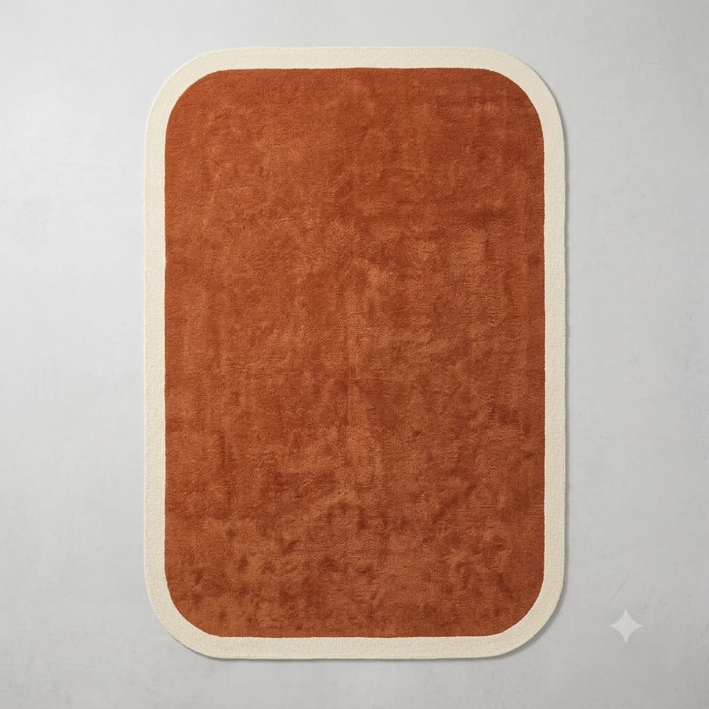 URBANCRAFT Wool Hand-Tufted Area Rug, Modern Rounded Border Frame ...
