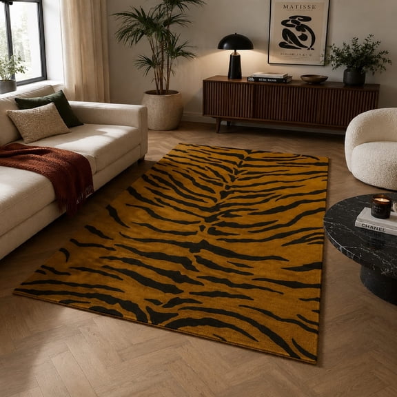 URBANCRAFT Wool Hand-Tufted Area Rug, Modern Tiger Animal Stripe ...