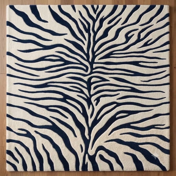 URBANCRAFT Wool Hand-Tufted Square Area Rug, Modern Abstract Animal ...