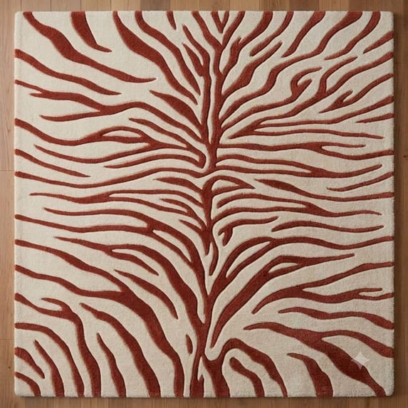 Area Tuft Rug URBANCRAFT Wool Hand-Tufted Square Area Rug, Modern Abstract Animal ...