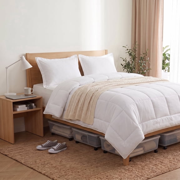 URBANLIFE California King Comforter Set , All Season Fluffy Down Alternative Bedding , Breathable 3 Piece Reversible Bed Set with Reinforced Stitching (104x96 Inch, 2 Pillow Shams, White)
