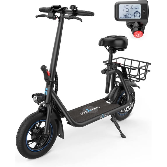 Electric Scooter with Foldable Seat w/35 Miles Operating Range & 15.5mph Max Speed - White