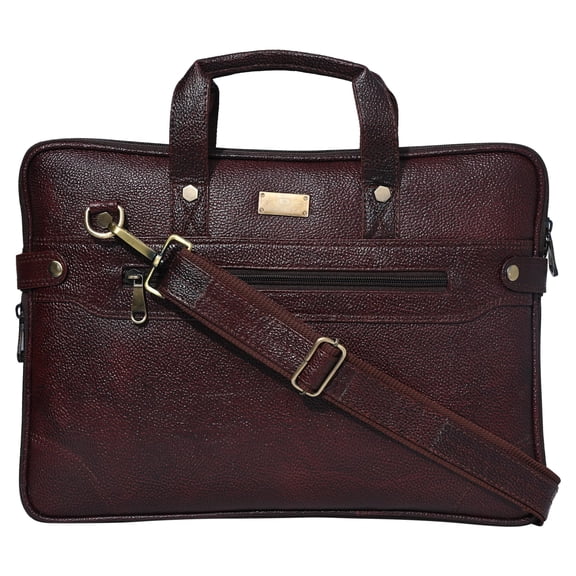 URBANZA Adult Full Grain Leather Briefcase, Fits 15.6 Inch Laptop, Brown, 1-Piece