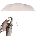 thumbnail image 1 of URBN ELEMNTS Compact Travel Rain Umbrella, Soft Latch Carabiner Handle, Auto Open Close, Beige, 1, 1 of 6
