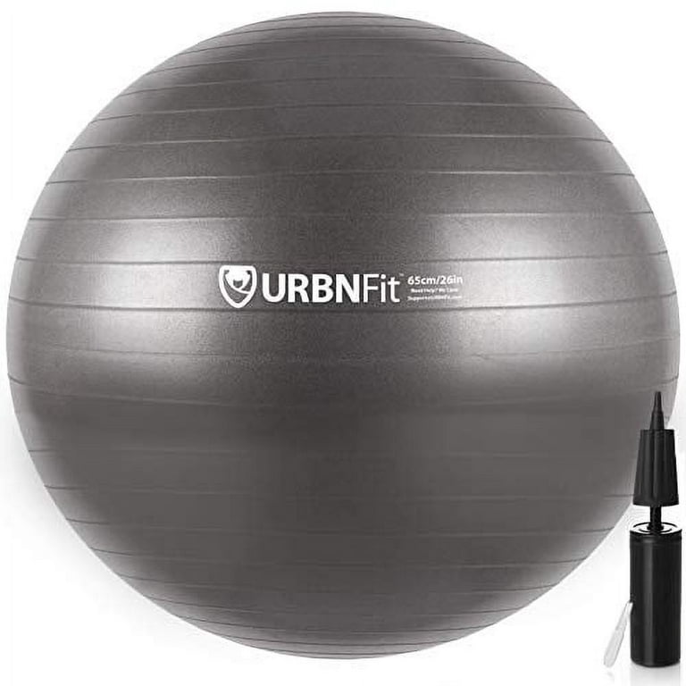 URBNFit 85M Exercise Ball for Fitness, Stability, Balance & Yoga Ball,  Workout Guide & Quick Pump Included, Anti Burst, Silver 