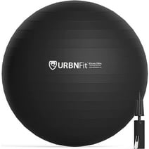 URBNFit Exercise Ball - AntiBurst Swiss Balance Ball w/ Pump - Fitness Ball Chair for Office, Home Gym - Black, 55CM