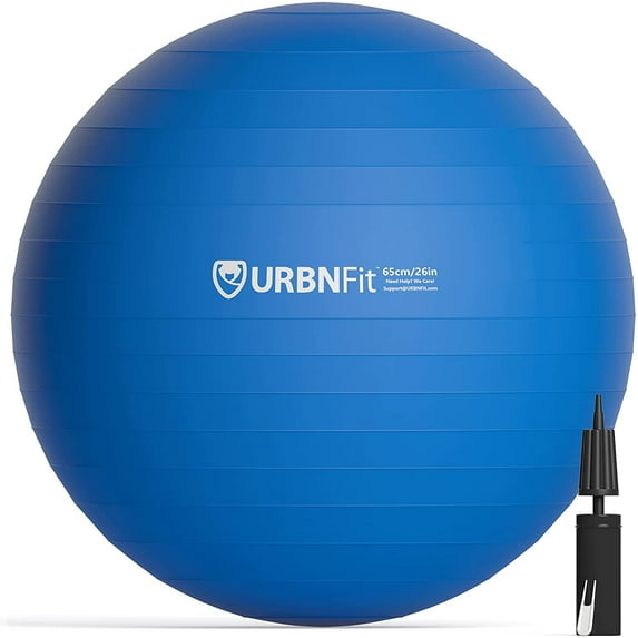 URBNFit Exercise Ball - AntiBurst Swiss Balance Ball w/ Pump - Fitness Ball Chair for Office, Home Gym - Blue, 75CM