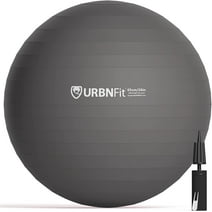 URBNFit Exercise Ball - AntiBurst Swiss Balance Ball w/ Pump - Fitness Ball Chair for Office, Home Gym - Silver, 55CM