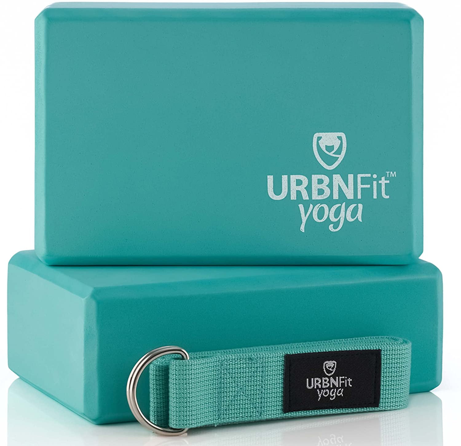 URBNFit Yoga Blocks 2 Pack - Sturdy Foam Yoga Block Set with Strap for  Exercise