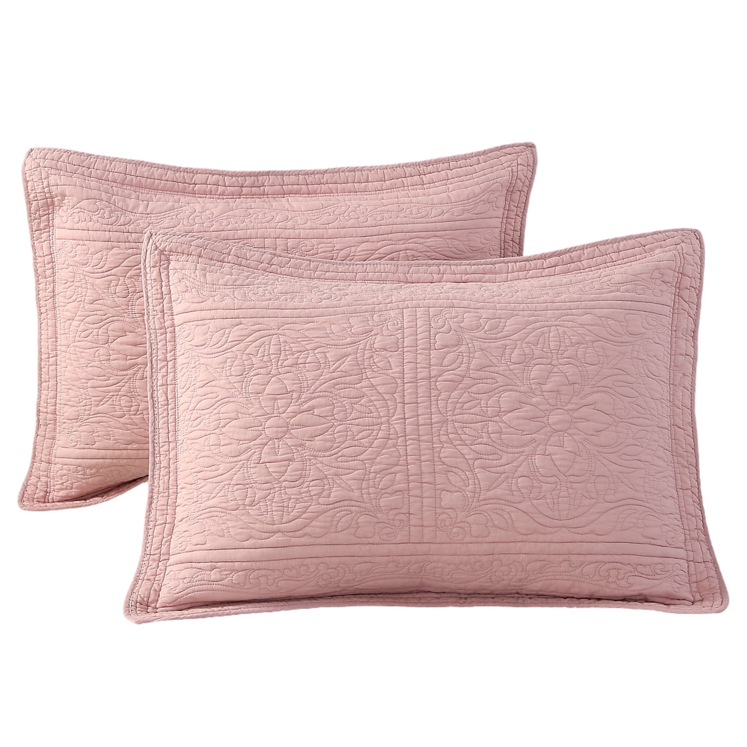 URBONUR 100 Cotton Pink Standard Pillow Shams Farmhouse Quilted Urbonur 100 cotton pink standard pillow shams farmhouse quilted