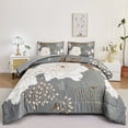 thumbnail image 1 of URBONUR 3 Pieces Floral Queen Size Comforter Set Dark Grey Botanical Comforter White Flowers Butterfly Printed Bedding Set Lightweight Bed Comforter for All Season, 1 of 9