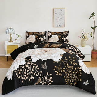 House of Hampton® Darwyn Black & White Floral Comforter Set