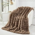 thumbnail image 1 of URBONUR Faux Rabbit Brown Polyester Throw, 63" x 79", 1 of 9