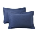 thumbnail image 1 of URBONUR Navy Blue Standard Size Pillow Shams, 2 Pcs 100% Cotton Farmhouse Quilted Pillo Covers, Soft and Cozy, Wrinkle, Fade, Stain Resistant Bed Pillow Shams 20''× 26'', 1 of 9
