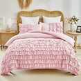 thumbnail image 1 of URBONUR Pink Queen Size Duvet Cover Set for Girls Ruffle Waterfall Girls Duvet Cover with Zipper Multi-Layers Comforter Covers with Pillowcases, 1 of 9