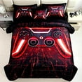 thumbnail image 1 of URBONUR Red Gamer Boys Comforter Set 6Pcs Queen Size Gaming Console Bed in a Bag for Kids Teens Video Gamepad Black Kid Bedding Comforter with Sheet Sets(Red Queen), 1 of 11