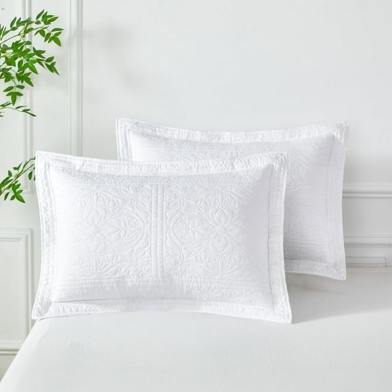 URBONUR White Queen Size Pillow Shams Set of 2 Decorative Microfiber Quilted Pillow Shams Decorative for Bed Pillow Soft Breathable lightweight Pillow Covers 20''× 30''