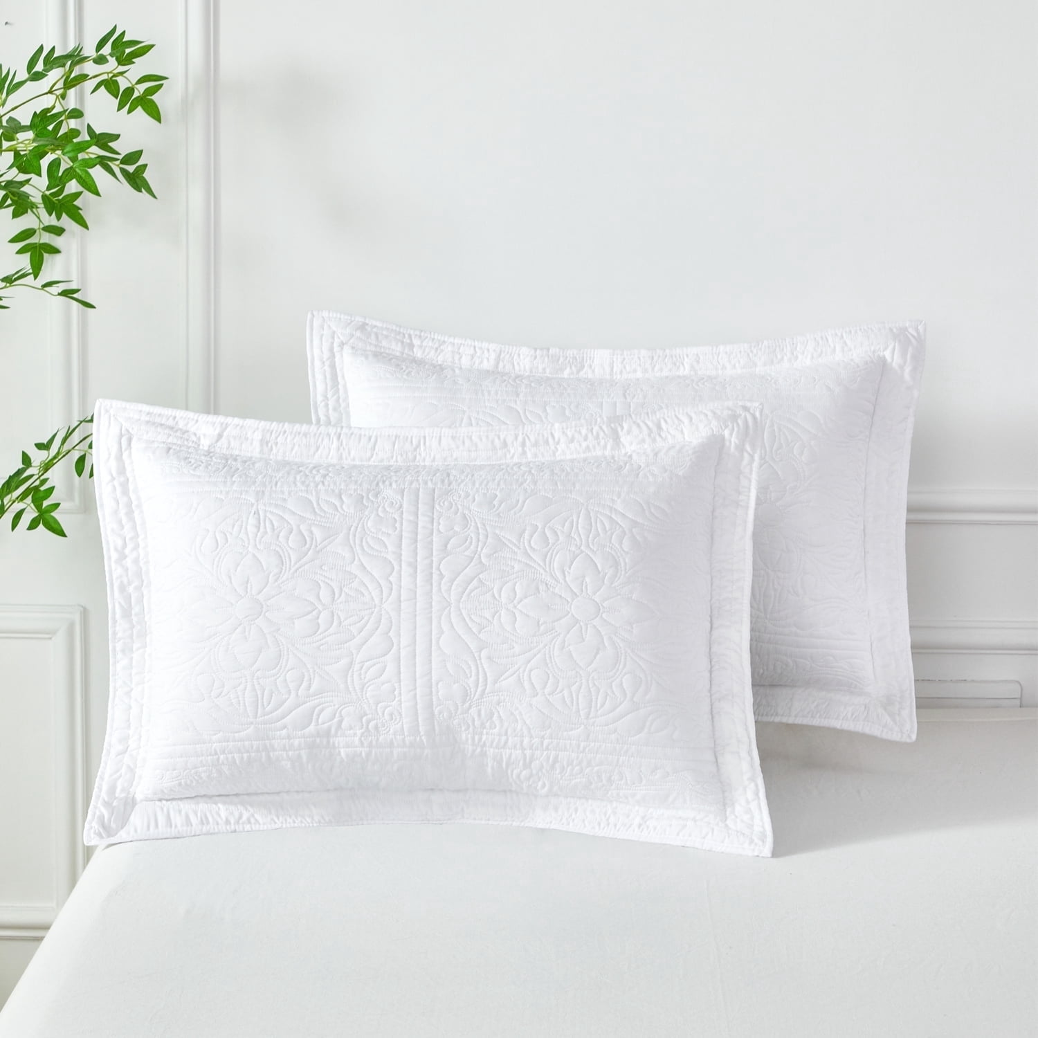 White Quilted Pillow Shams