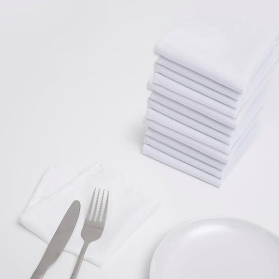URBY 12pcs Reusable Small Cloth Napkins 10x10in Ideal for Parties and Wedding, White