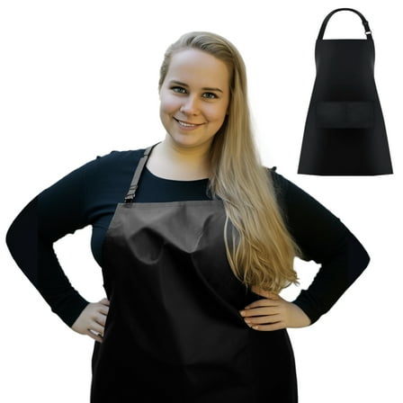 URBY 1pc Plus Size Apron General Purpose Extra Wide, Waterproof, Black