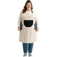 thumbnail image 1 of URBY 1pc Plus Size Extra Wide Apron with Hand Wiper Round Pockets, Gream, 1 of 7