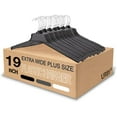 thumbnail image 1 of URBY 24pcs Extra Wide Plastic Hangers 19 Inch for Plus Size Clothes, Black, 1 of 6