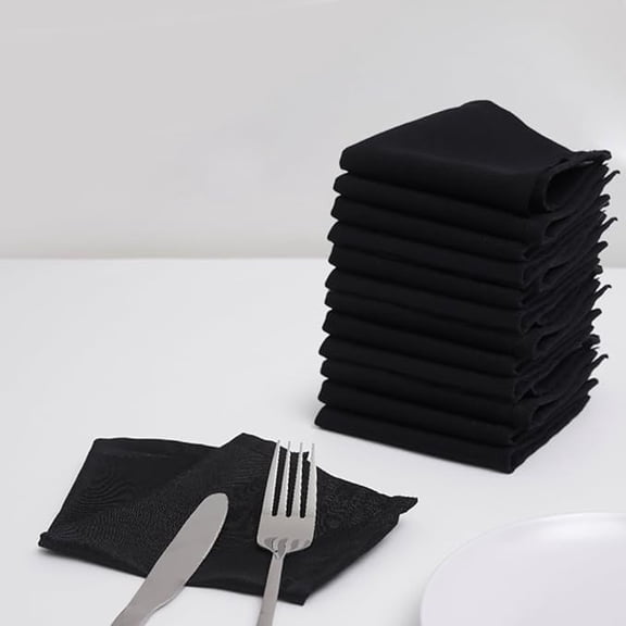 URBY 24pcs Reusable Small Cloth Napkins 10x10in Ideal for Parties and Wedding, Black