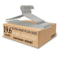 thumbnail image 1 of URBY 30pk Extra Wide Wire Hangers for Plus Size Clothes, 19.6 Inch Stainless Steel Plus Size Hangers Ideal for XL, XXL Shirts, Coats, Dresses, Etc. Silver, 1 of 7